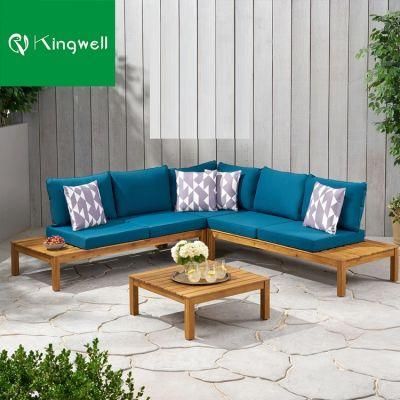 Hot Sale Modern Furniture Patio Garden Sofa Set Outdoor Teak Wood Sofa with Cushion