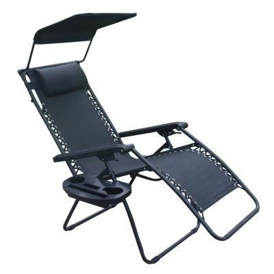 Outdoor Adjustable Reclining Chair with Pillow and Sunshade