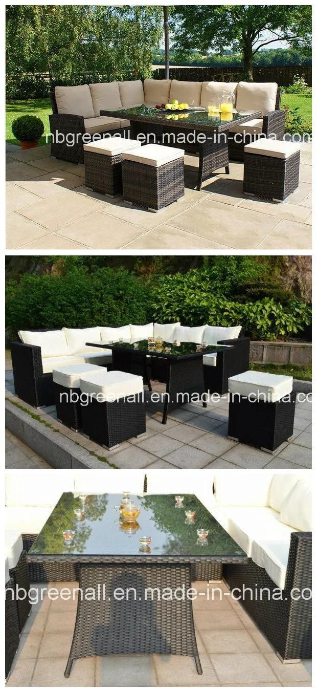 New Design Patio Wicker Rattan Corner Sofa Dining Set Outdoor Furniture
