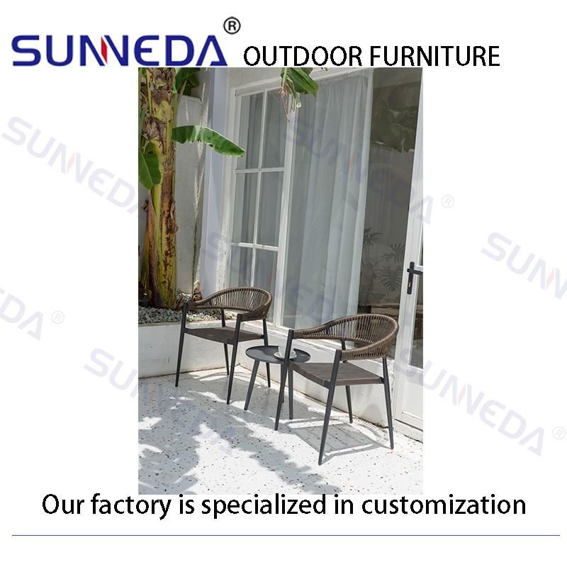 Outdoor Furniture Home Garden Sets Rattan Aluminum Rope Chair with Table