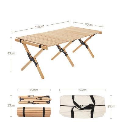 Outdoor Camping Folding Wooden Table Garden Portable Egg Roll Table