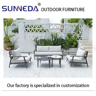 Aluminum Teak Wood Like Garden Furniture with Coffee Table Set