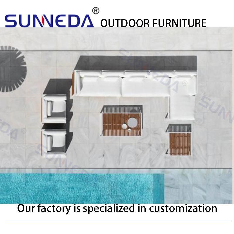 Eco-Friendly Outdoor Furniture Yard Furniture Exterior Sofa with Square Teak