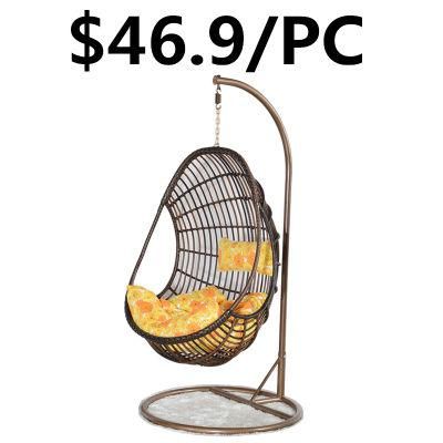 Garden Outdoor Patio PE Rattan Hanging Headrest Leisure Swing Chair