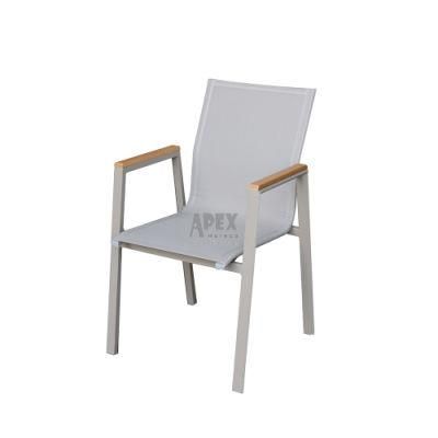 Outdoor Aluminum Dining Chair with Poly Wood Garden Chair