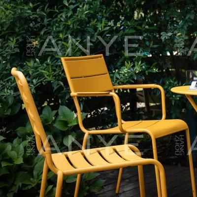 Outside Style Rust Resistant Party Casual Furniture Metal Stackable Side Coffee Chair Banquet Furniture