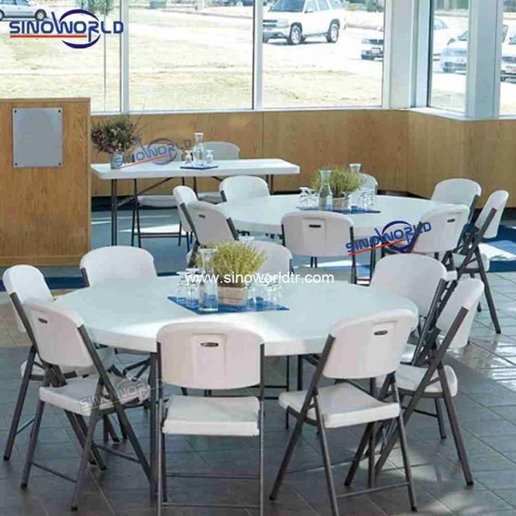 Simple White Plastic Folding Banquet Event Party Table Wedding Ceremony Garden Table