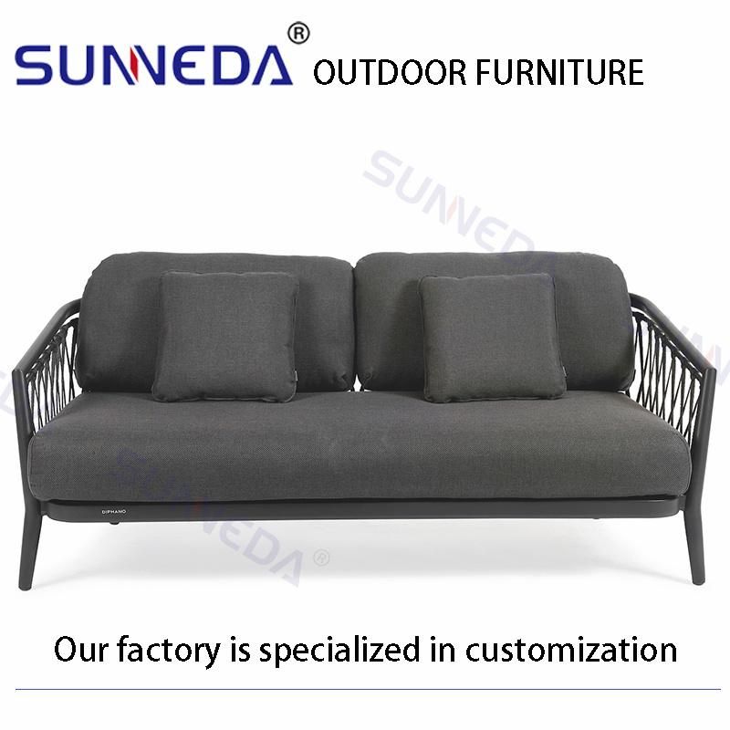 Outdoor Rope Mix Woven Love Seat and Table Covers Antiskid Material Cushion Sofa