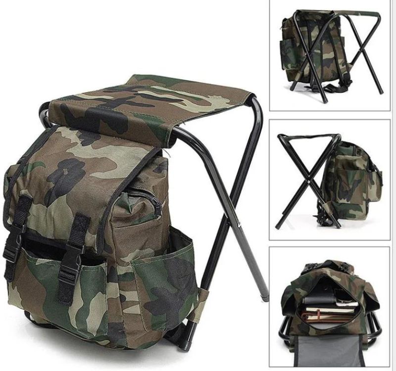 Foldable Fishing Chair Stool Travel Camping Hiking Camouflage Backpack Bags