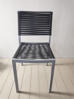 Woven Wicker Design Fabric Upholstery Textylene Aluminum Dining Chair Dining Room Living Room Restaurant Furniture
