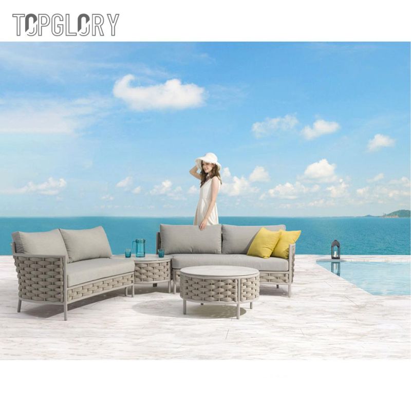 Hotel Villa Resort Modern Patio Furniture Garden Outdoor Patio Aluminum Rope Lounge Sofa