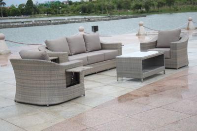 Powder-Coated Aluminum Pipe/Tube Bar Outdoor Curved Sectional Wicker Furniture Set