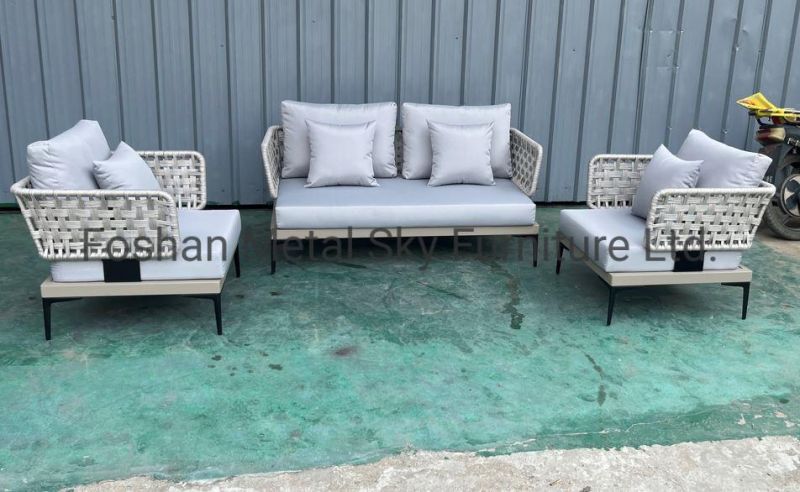 Outdoor Hotel Restaurant Patio Garden Aluminum Rattan Wicker Rope Sofa