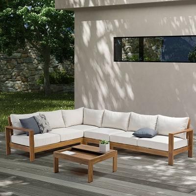 Factory Custom Fashion Design Patio Garden Furniture Wood Grain Aluminium Frame Sofa Set