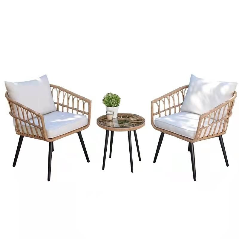 Factory Wholesale Outside Simple Picnic Camping Garden Rattan Leisure Table and Chair