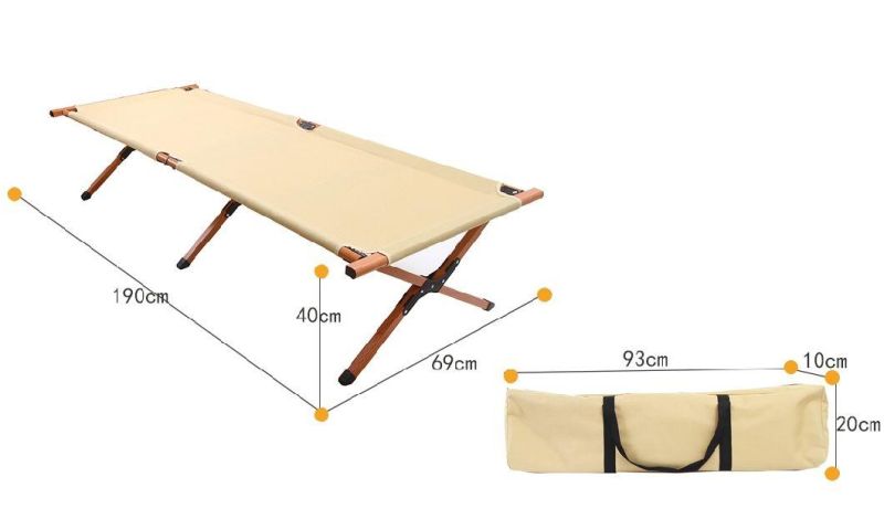 Outdoor Folding Bed Wood Coating Portable Bed Tent Cot