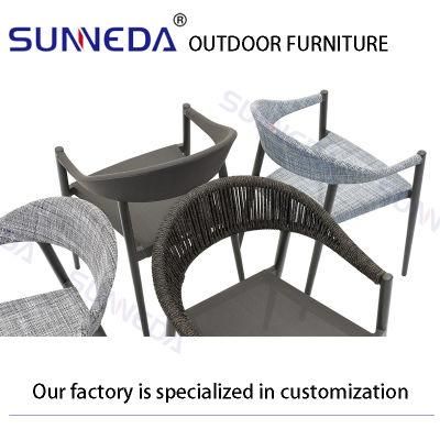 Outdoor Stackable Leisure Handrail Wrapped with Teslin Mesh Chair Set