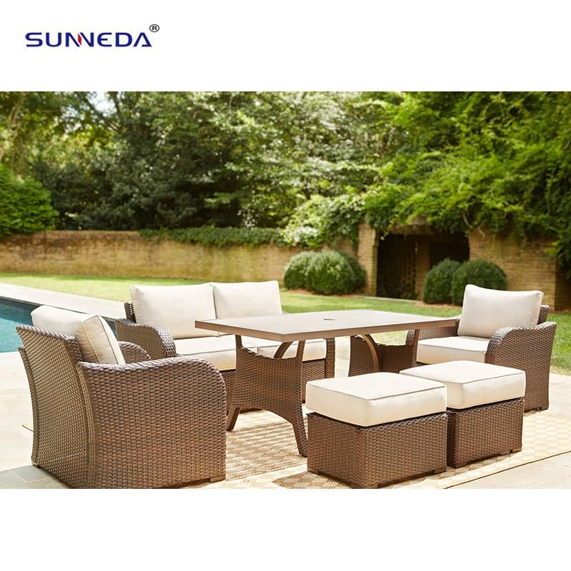 Commercial Outdoor Sofa Set with Waterproof Olefin Fabric with Bone Edges