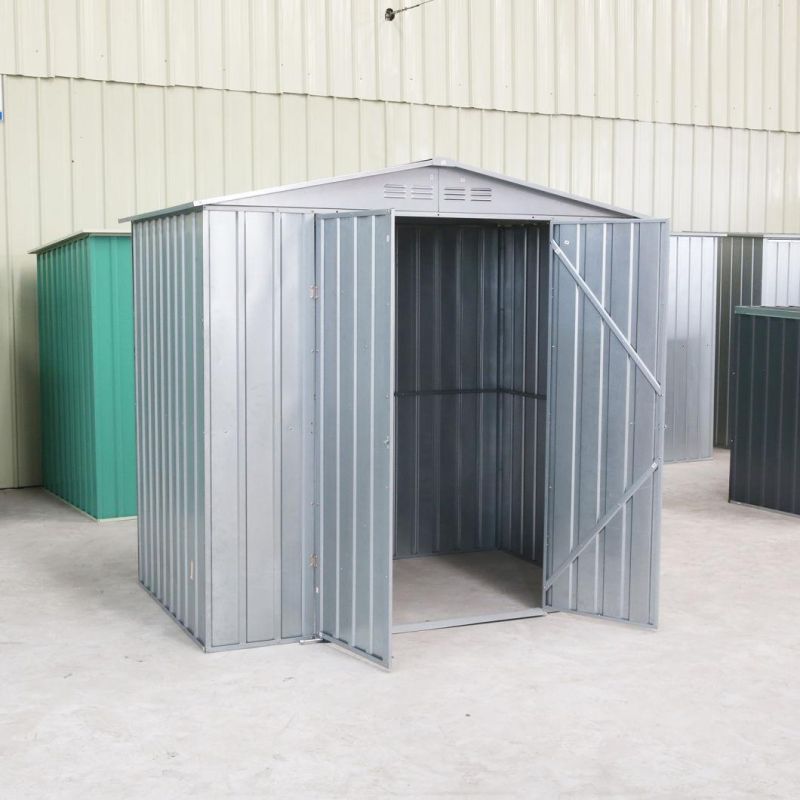 Cheap Galvanized Steel Zinc Double Door Gable Roof 6X4 Feet Metal Shed for Outdoor Use Rdsa6X4-Z2