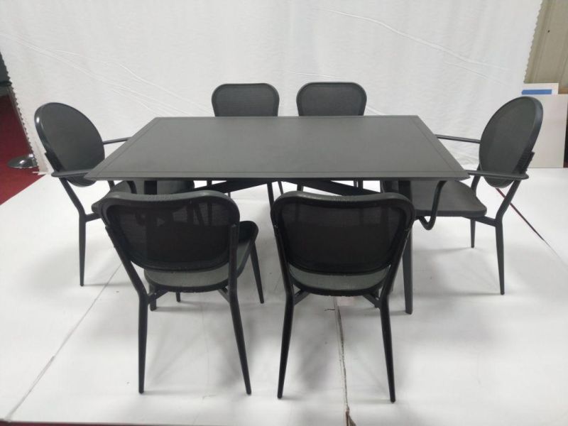 European Style Heat Water UV Resistant Outdoor Plastic Textilene Dining Furniture