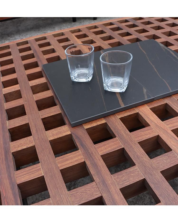 Fashionable High Quality Teak Wood Modern Garden Furniture Villa L Shape Outdoor Sofa Set