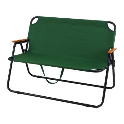 New Design Simple Folding Camping Chair Aluminum Frame Double Seat with Back Pocket
