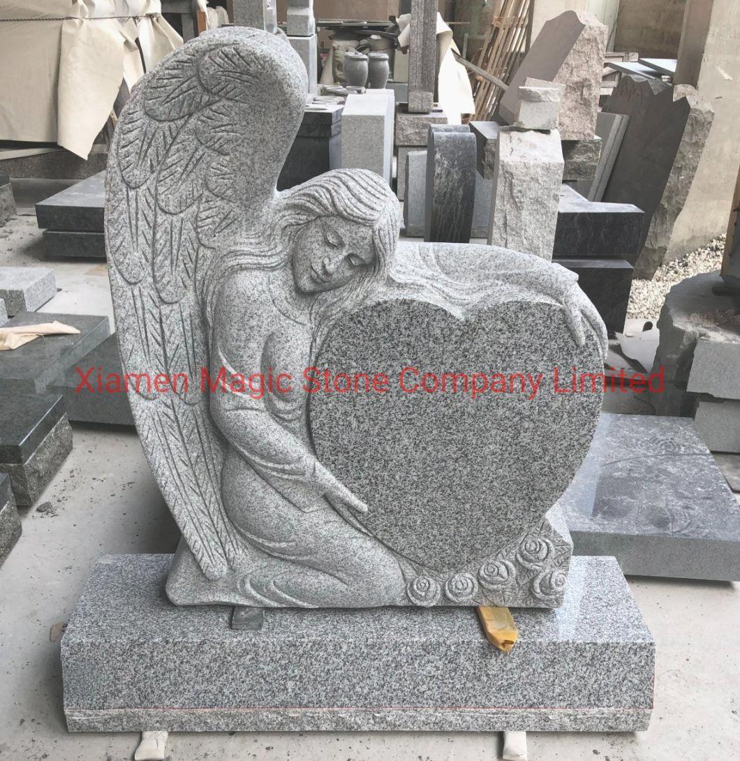 Popular Grey Granite Stone Headstone Angel Heart Monuments