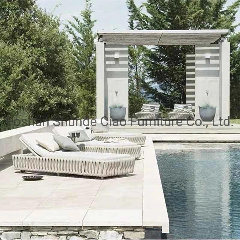 Modern Design Leisure Lounger Chair Outdoor Rope Furniture with 7mm Seat Cushion
