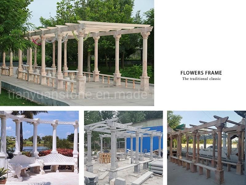 Stone Marble Garden Gazebo with Sculptures Carvings