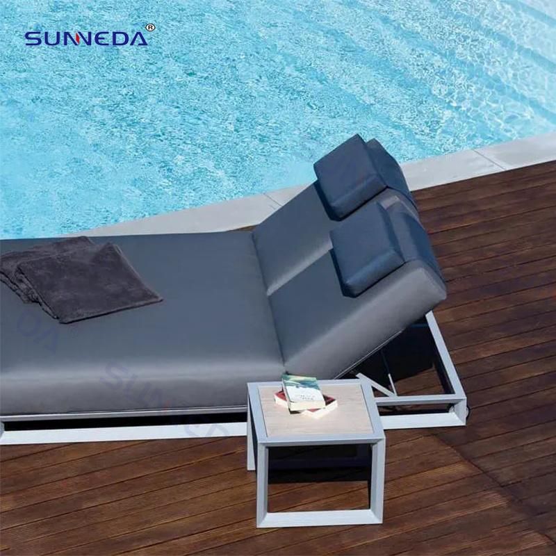 Modern Outdoor Garden Hotel Home Patio Furniture Sun Lounger Aluminium Sunbed Sofabed Daybed Furniture Set