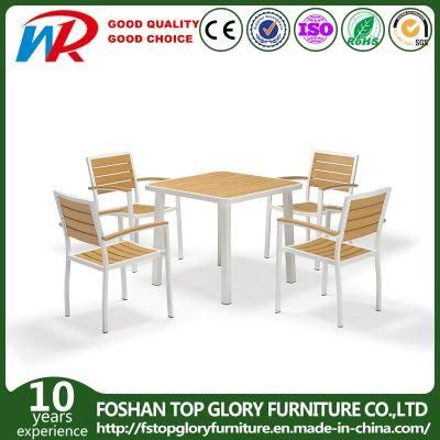 Powder Spraying Dining Garden Furniture Aluminum Polywood Outdoor Chair Restaurant Table Set