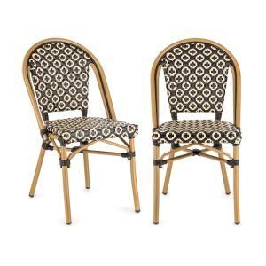 Balcony French Cafe Bistro Rattan Aluminum Wicker Chairs Restaurant Patio Outdoor Chairs