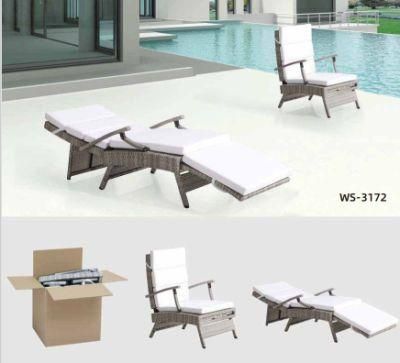 2021 Outdoor Rattan Lounging Beach Chair Foldble Reclining Aluminum Folding Relaxing Mat Chair Lounge Footrest Beach Chairs