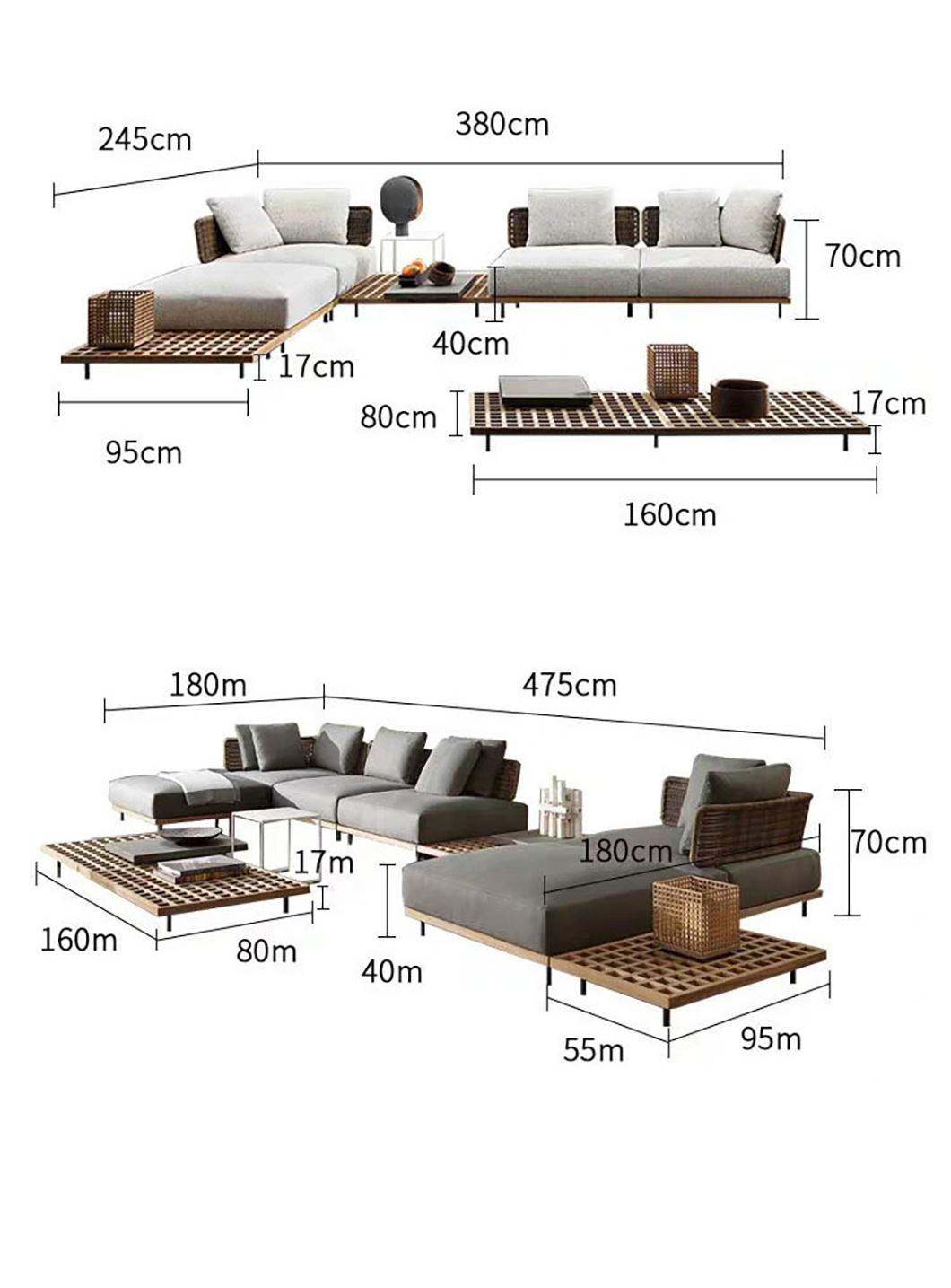 Wholesale Durable Aluminum Frame Rattan Rope Home Furniture Outdoor Sofa