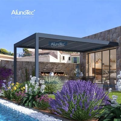 AlunoTec Luxurious Ventilation Outdoor Gazebo Motorized Waterproof Pergola Canopy Beach Pergolas