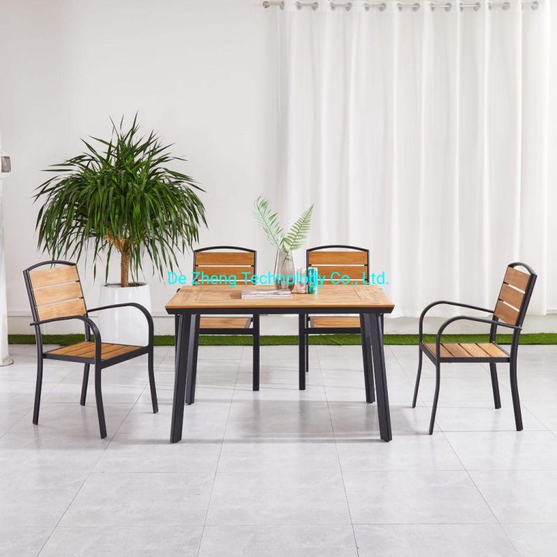 High Quality Aluminum Outdoor Garden Dining Wood Bar Table Set for Garden Restaurant