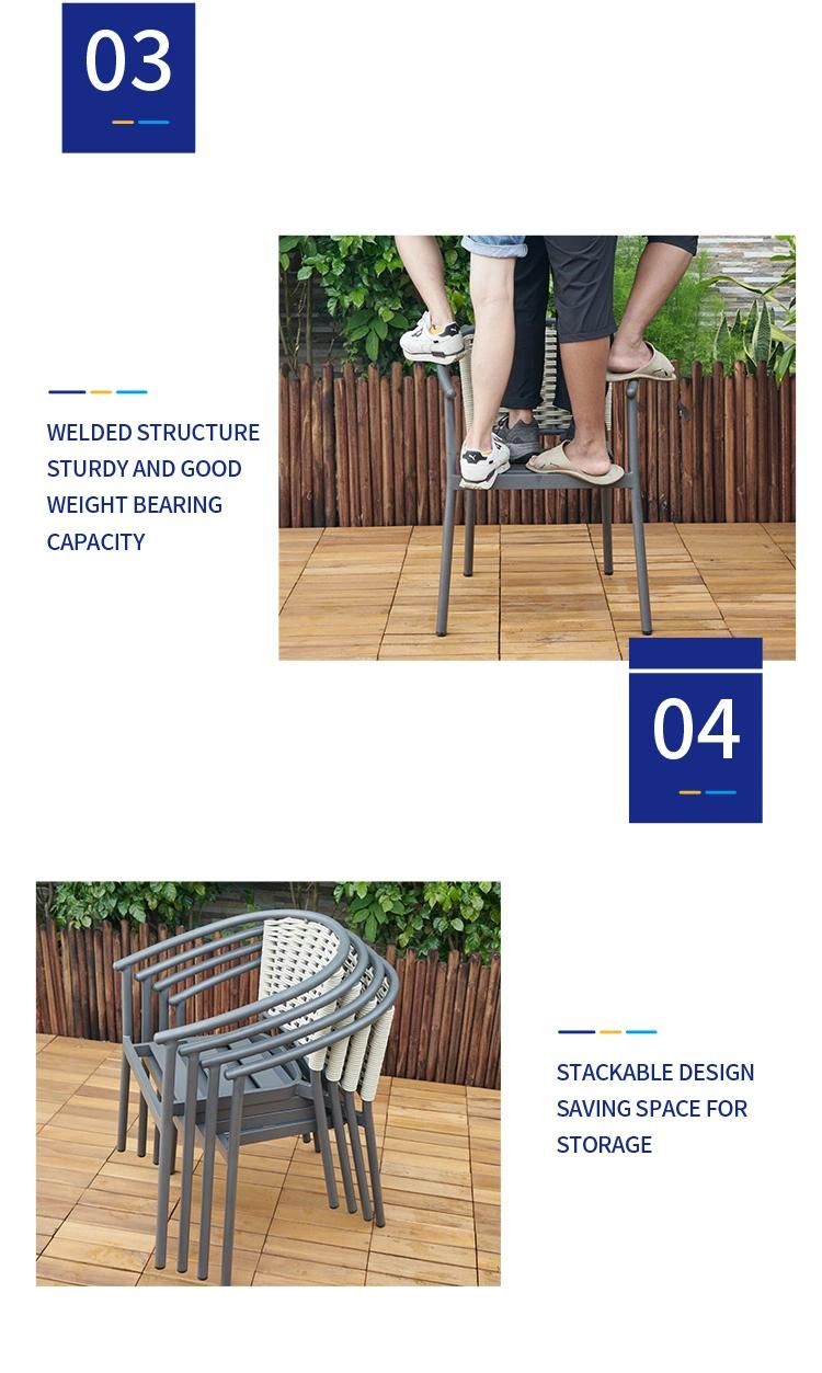 Vangarden Stackable Outdoor Woven Rope Cafe Dining Chair