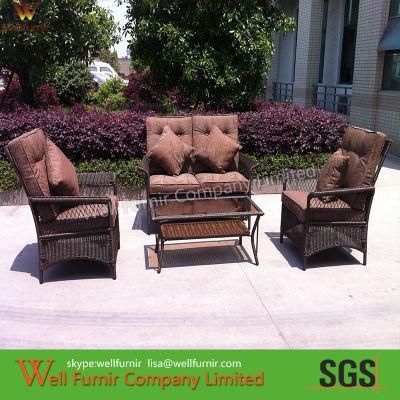 Dark Brown Wicker Sofa Chair Set/PE Round Rattan Chair Set