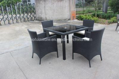 5PCS Garden Patio PE Rattan Square Dining Set Outdoor Furniture
