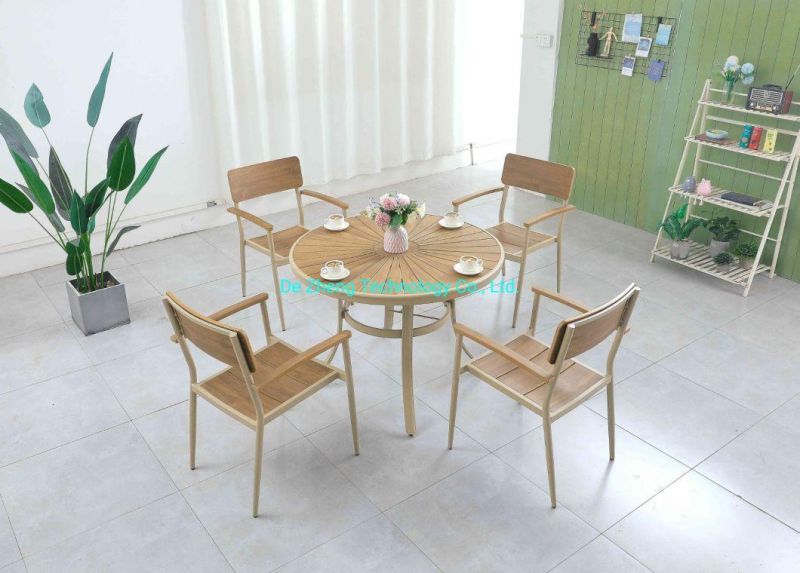 New Garden Sets Factory Sale Teak Polyeood Aluminum Bamboo Dining Stacking Chairs and Table Patio Outdoor Furniture