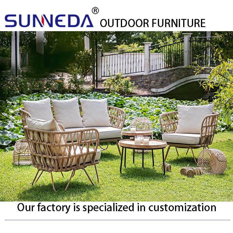 Hotel Comfortable Outdoor Garden Sets Rattan Woven Sofa Set