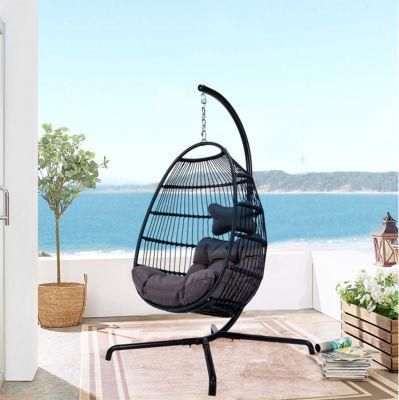 New Rotary OEM Foshan Wicker Egg Swing Chair with Stand Patio Swing