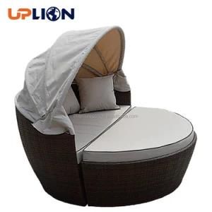 Uplion Garden Furniture Outdoor Rattan Daybed Wicker Luxury Chaise Lounge Rattan Sunbed