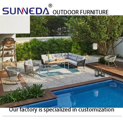 Cando Garden Furnitures Aluminum Frame Woven Rattan Wicker Outdoor Sofa Sets