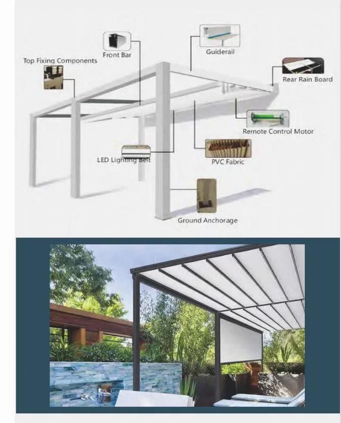 Outdoor Garden Furniture Courtyard Patio Sunshade Retractable Awning with Terrace Cover