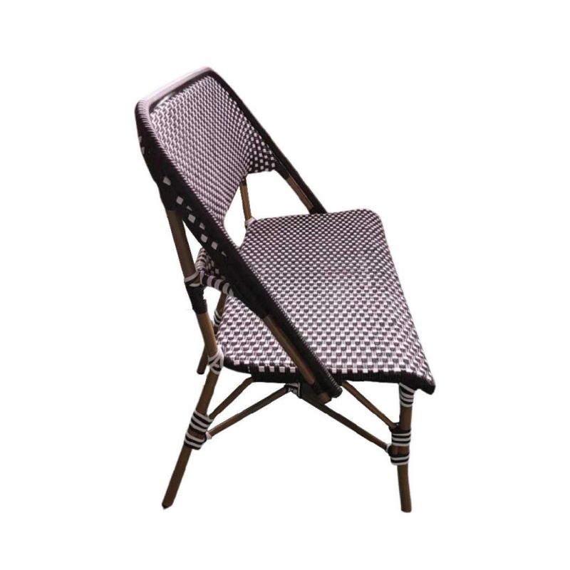 Hand Made PE Rattan Braiding Two Seats out Door Restaurant Coffee Shop Dining Chairs
