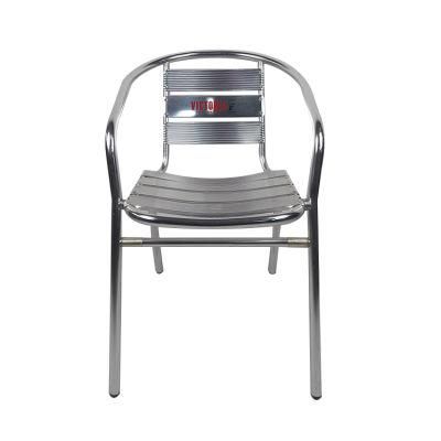 Coffee Shop Bar Outdoor Use Cheap Logo Ads Aluminum 7 Slats Dining Chair