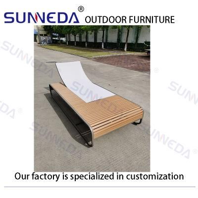 Resort Outdoor Furniture Swimming Pool Plastic Wood Textilene Sun Recliner Lounger