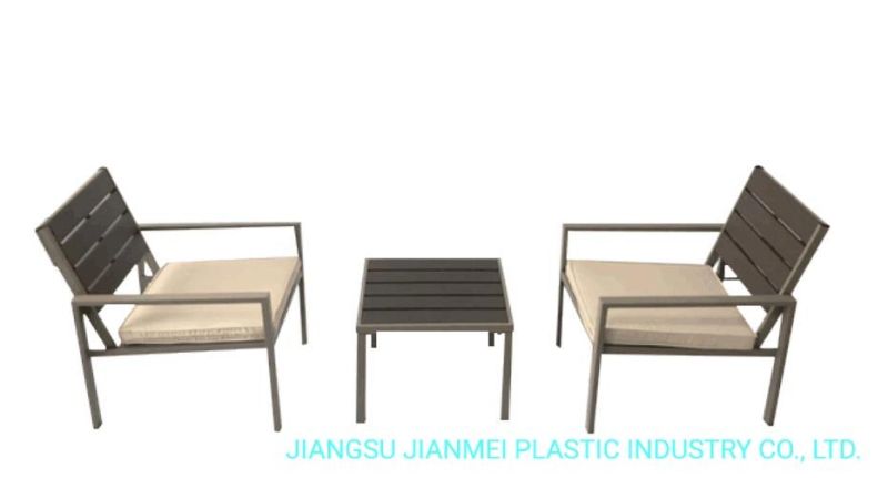 3 Colors PE Steel Wooden Look Patio Brown Coffee Sets 1+1 in Converstation Set for Dining Table Set Hotel Outdoor Used in Sun Lounger