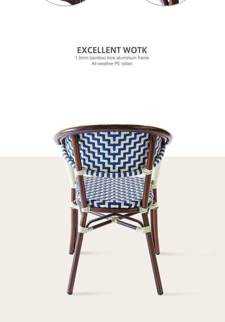 China Wholesale Outdoor Dining Restaurant Stackable Aluminum Rattan Furniture